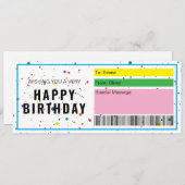 Geburtstagsgeschenk-Ticket Geburtstag Dieses Zeugn Einladung (Vorne/Hinten)