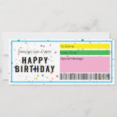 Geburtstagsgeschenk-Ticket Geburtstag Dieses Zeugn Einladung (Vorderseite)