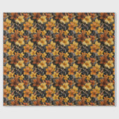 Geburtstagsgeschenk | Vibrierende Blüte auf schwar Geschenkpapier (Flach)
