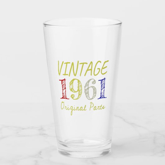 Geburtstagsgeschenk Vintag 1961 Originalteile Glas (Vorderseite)