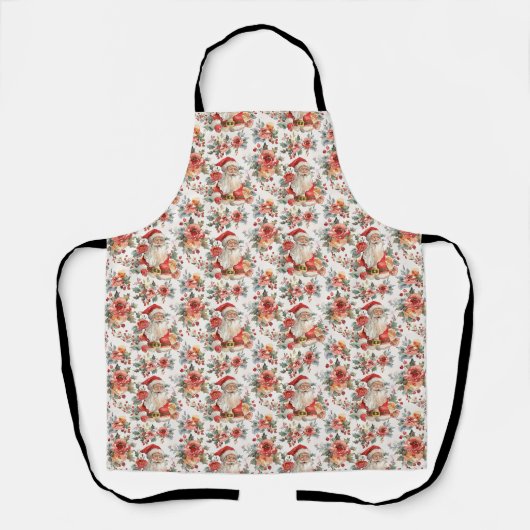 Geburtstagsgeschenk | Weihnachtsmann und Blumen Schürze (Vorderseite)