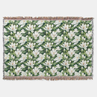 Geburtstagsgeschenk | Weiße Magnolische Blume Naht Decke