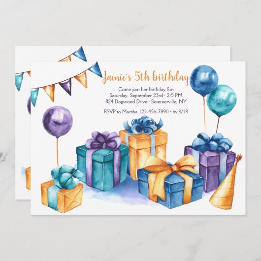 Geburtstagsgeschenke Einladung (Vorne/Hinten)