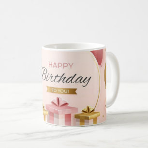 Geburtstagsgeschenke Liebe Kuchen Gold rosa Ballon Kaffeetasse