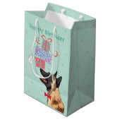 Geburtstagsgeschenke Malinois Mittlere Geschenktüte (Rückseite Schrägansicht)
