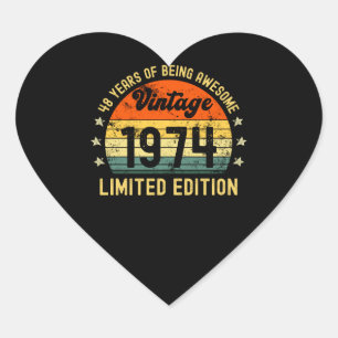 Geburtstagsgeschenke Vintag 1974, limitierte Aufla Herz-Aufkleber
