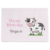 Geburtstagsgeschenktasche mit Niedlicher Kuh Große Geschenktüte (Vorderseite)