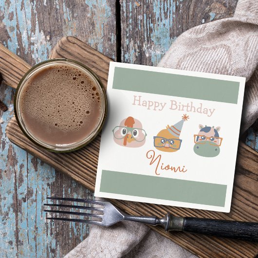 Geburtstagsgeschirr von Landtieren Serviette