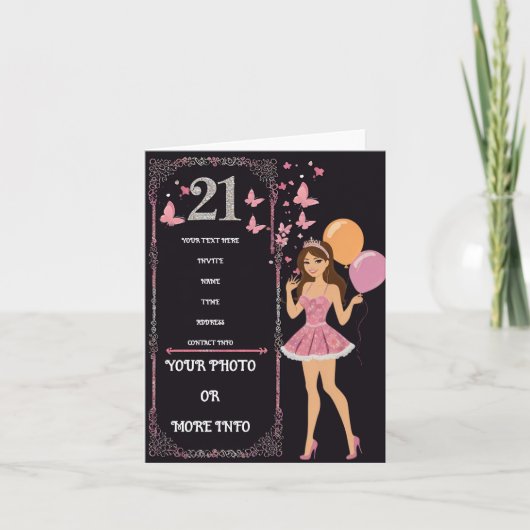 Geburtstagsgestaltung mit Optionen für personalisi Einladung (Vorderseite)