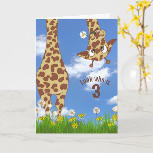 Geburtstagsgiraffe in Graskarte Karte (Gelbe Blume)