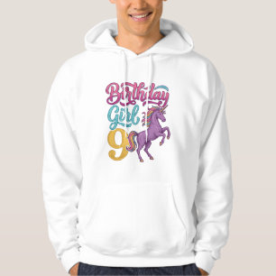 Geburtstagsgirl 9 Einhorn Vintage Gravur Design_1 Hoodie