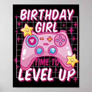 GeburtstagsGirl Time to Level Up Video Game Geburt Poster