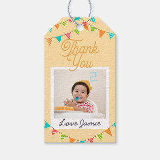 Geburtstagsgirlande mit individuellem Foto - Danke Geschenkanhänger
