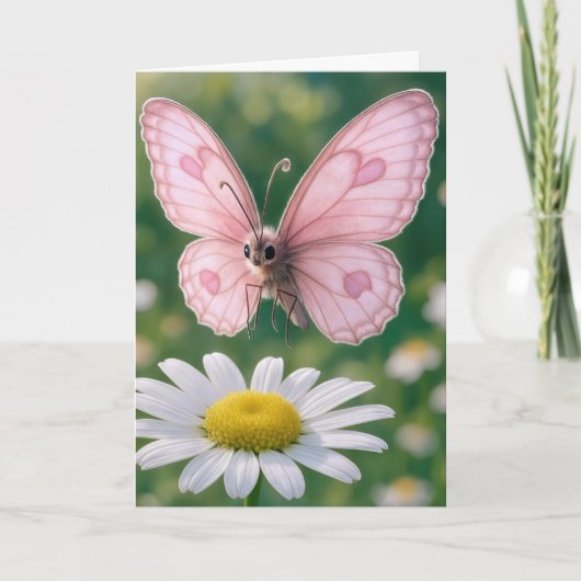 Geburtstagsgirly Rosa Schmetterling Karte (Vorderseite)