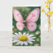 Geburtstagsgirly Rosa Schmetterling Karte (Gelbe Blume)