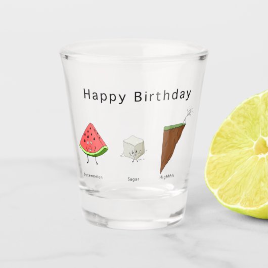 Geburtstagsglas Wassermelone Zucker High Shotglas Schnapsglas (Vorderseite)