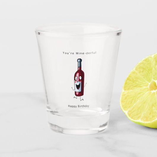 Geburtstagsglas, Wein Thema  Schnapsglas (Vorderseite)