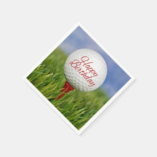 Geburtstagsgolfball mit rotem Tee Serviette (Ecke)