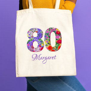 Geburtstagsgrandma - Blumenname 80 Jahre Tragetasche