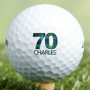 Geburtstagsgrandpa-Geschenk - Blau grün Kariert 70 Golfball