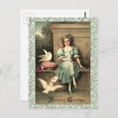 Geburtstagsgruß Girl & Doves Postkarte (Vorne/Hinten)