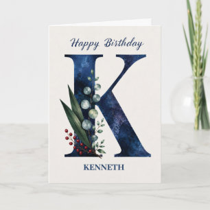 Geburtstagsgruß mit Buchstabe K für ihn Personalis Karte