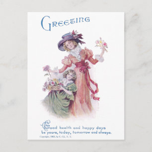 Geburtstagsgruß von Frau und Mädchen Postkarte