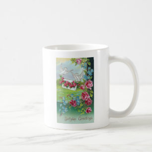 Geburtstagsgrüße im Vintage-Tauben-Stil Kaffeetasse