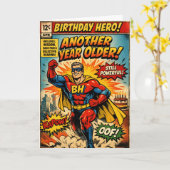 Geburtstagsheld - Comic Buch Karte (Gelbe Blume)