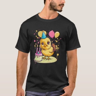 Geburtstagshuhn mit Luftballons und Partyhut-Kostü T-Shirt