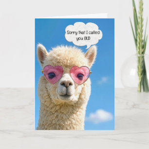 Geburtstagshumor Alpaka in rosa Herzbrille Karte