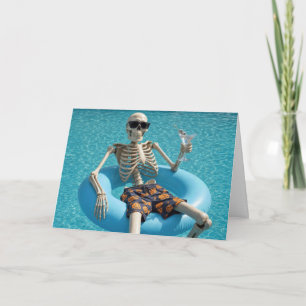 Geburtstagshumor Skelett in einem Schwimmbad Karte