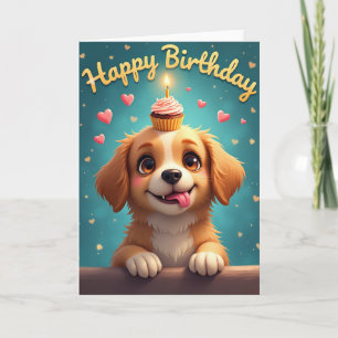 Geburtstagshund-Cupcake-Grußkarte Karte