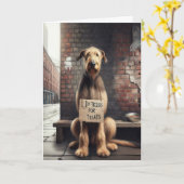 Geburtstagshund mit Pappschild Karte (Gelbe Blume)