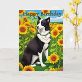 Geburtstagshund mit Sonnenblume Karte (Gelbe Blume)