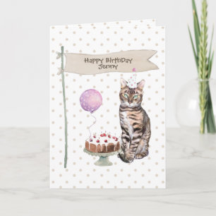 Geburtstagshut für Bengalkatzen-Party Karte