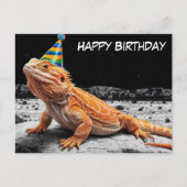Geburtstagshut mit bärtigen Drachen Geburtstag Postkarte (Vorderseite)