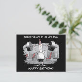 Geburtstagshut mit magerem Mann Geburtstag Postkarte (Stehend Vorderseite)
