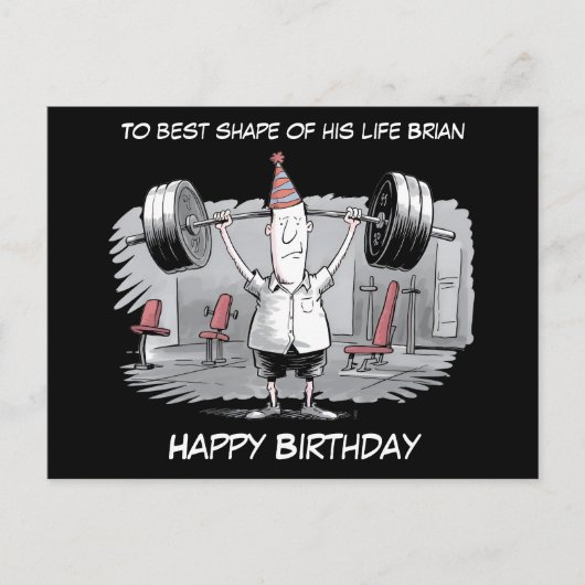 Geburtstagshut mit magerem Mann Geburtstag Postkarte (Vorderseite)