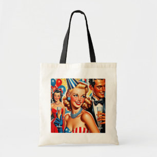 Geburtstagsillustration im Vintage-Stil Tragetasche