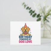 Geburtstagsillustration 'Powered by Dog Love' Postkarte (Stehend Vorderseite)