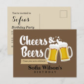Geburtstagsjubeln und Biere Einladung Postkarte (Vorne/Hinten)
