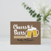 Geburtstagsjubeln und Biere Einladung Postkarte (Stehend Vorderseite)