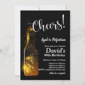 Geburtstagsjubeln, Wein, Glitzer, Geburtstag Einladung (Vorderseite)