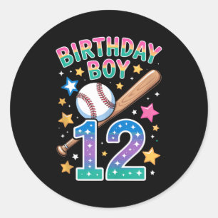 Geburtstagsjunge 12. Geburtstag Baseball Tank Top  Runder Aufkleber