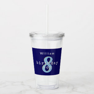 Geburtstagsjunge Blau Personalisierter Name Alter Acryltrinkbecher