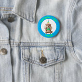 Geburtstagsjunge | Blauer und grüner Teddybär Button (Beispiel)