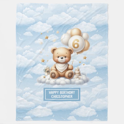 Geburtstagsjunge Decke mit Aquarellteddy (Vorderseite)