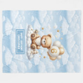 Geburtstagsjunge Decke mit Aquarellteddy (Vorderseite (Horizontal))