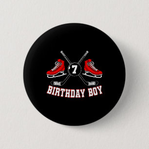 Geburtstagsjunge Eishockeyspieler Stock Puck Verte Button